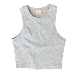 Gray Ribbed Cropped Tank Top